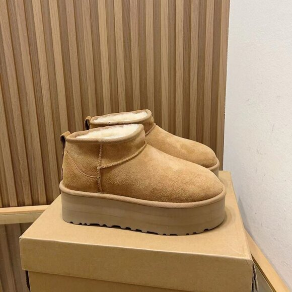 UGG Womens classic ultra mini platform boots Chestnut - Picture 4 of 8